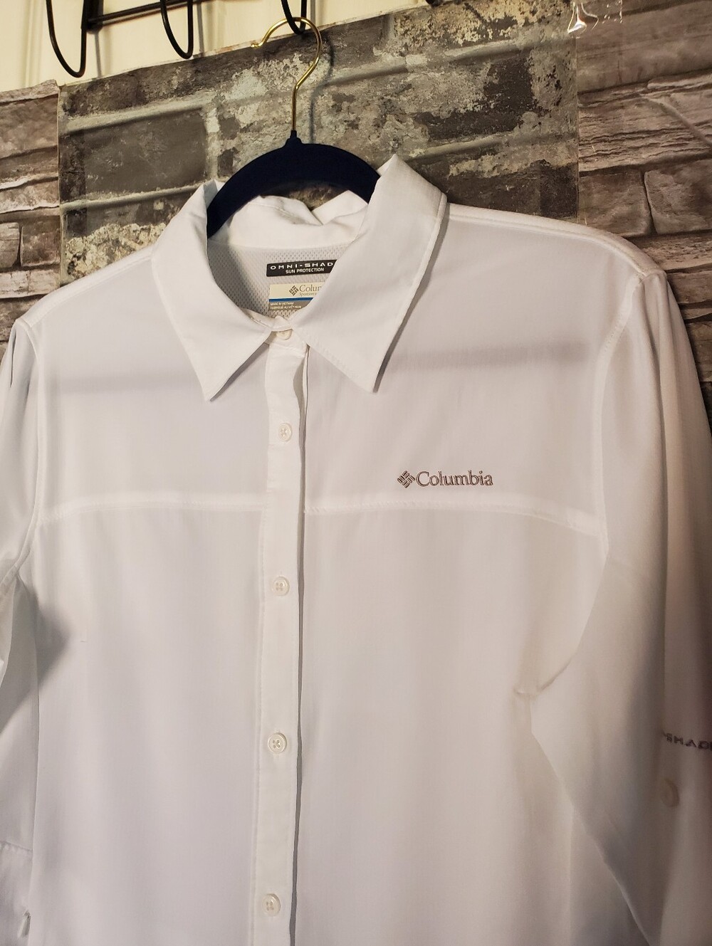 Columbia PFG Omni-shade Sun Protection White Shirt With Pockets Hiking Camping - Picture 3 of 14